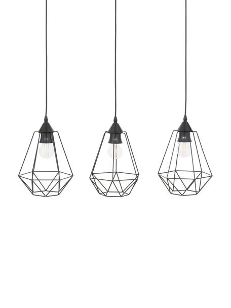 Hanglamp Wire in industrieel design, Baldakijn: metaal, Baldakijn: zwart. Lampenkap: zwart. Snoer: zwart, B 75  x H 25 cm