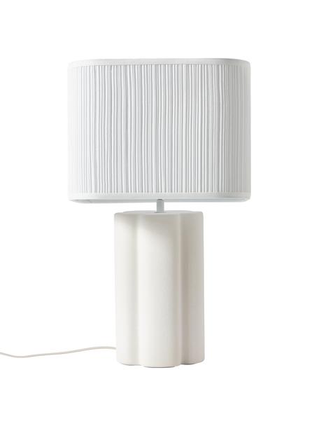 Lámpara de mesa de cerámica Emersyn, Pantalla: cachemir, Cable: plástico, Blanco, An 35 x L 170 cm