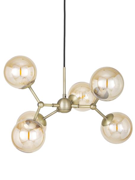 Lampada a sospensione in vetro Atom, Paralume: vetro, Struttura: metallo, Baldacchino: materiale sintetico, Ambrato, ottonato, Ø 57 x Alt. 28 cm