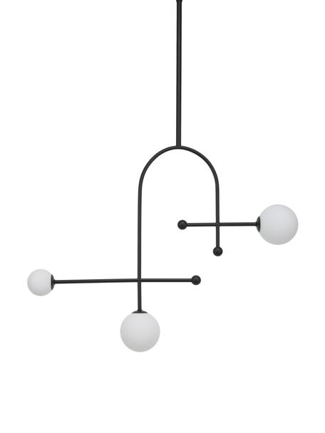 Große Pendelleuchte Otis aus Opalglas, Baldachin: Metall, pulverbeschichtet, Schwarz, Weiß, B 82 x H 120 cm