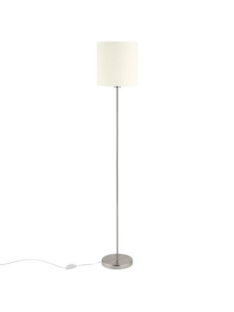 Lámpara de pie Harry, Pantalla: tela, Cable: plástico, Blanco, plateado, Ø 28 x Al 158 cm