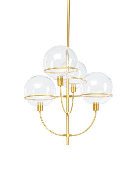 Große Pendelleuchte Lantern, Baldachin: Metall, beschichtet, Transparent, Goldfarben, Ø 68 x H 120 cm