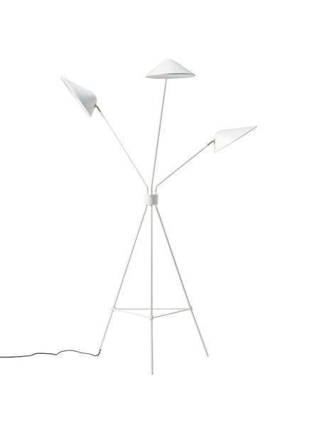 Neron driepoot vloerlamp in wit, Lampenkap: gepoedercoat metaal, Decoratie: vermessingd metaal, Wit, B 103 x H 170 cm