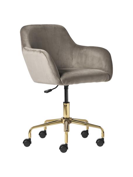 Krzesło biurowe z aksamitu Lucie, Tapicerka: 100% poliester (aksamit) , Nogi: metal malowany proszkowo, Taupe aksamit, odcienie złotego, S 57 x G 57 cm