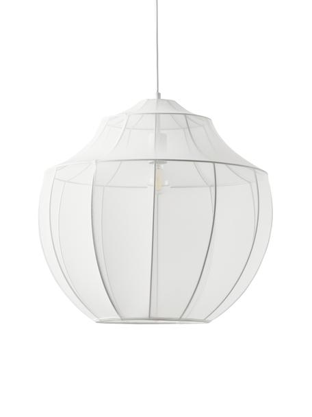 Lampada a sospensione in tessuto intrecciato Beau, Paralume: tessuto, Struttura: metallo verniciato a polv, Baldacchino: metallo verniciato a polv, Bianco, Ø 55 x Alt. 52 cm