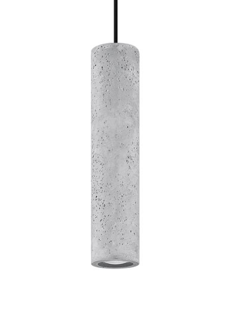 Kleine hanglamp Fadre van beton, Lampenkap: beton, Baldakijn: gecoat staal, Grijs, zwart, Ø 7 x H 30 cm