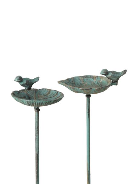 Vogeltränke-Set Liga, 2-tlg, Metall, beschichtet, Grün, Goldfarben, B 20 x H 98 cm