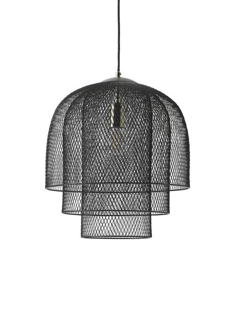 Metalen hanglamp Louie, Lampenkap: gepoedercoat metaal, Baldakijn: gepoedercoat metaal, Zwart, Ø 40 x H 43 cm
