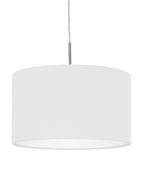 Lámpara de techo Parry, Pantalla: tela, Fijación: metal niquelado, Cable: plástico, Blanco, Ø 38 x Al 22 cm