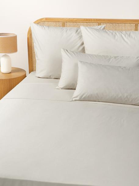 Drap plat en percale de coton Elsie, Gris clair, larg. 240 x long. 280 cm