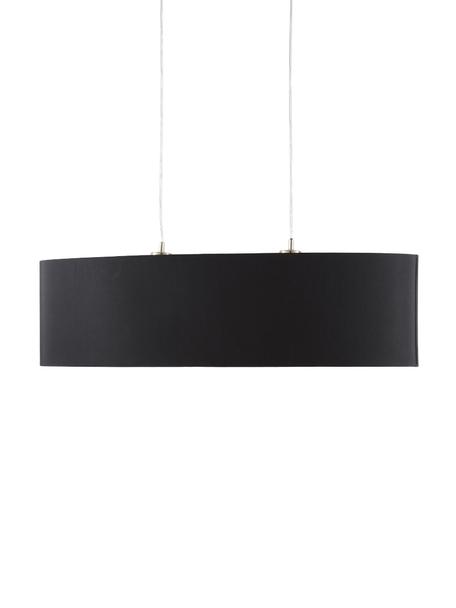 Ovale hanglamp Jamie, Baldakijn: vernikkeld metaal, Fitting: vernikkeld metaal, Zwart, goudkleurig, B 78  x H 22 cm