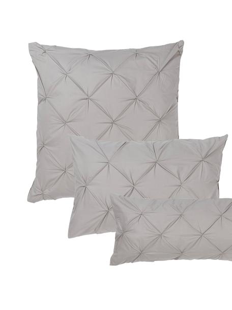 Federa in cotone percalle con trapuntatura origami Bordy, Grigio, Larg. 50 x Lung. 80 cm