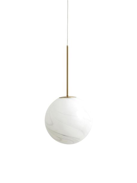 Lámpara de techo pequeña esferica Fauna, Anclaje: metal recubierto, Cable: plástico, Mármol blanco, dorado, Ø 25 x Al 55 cm