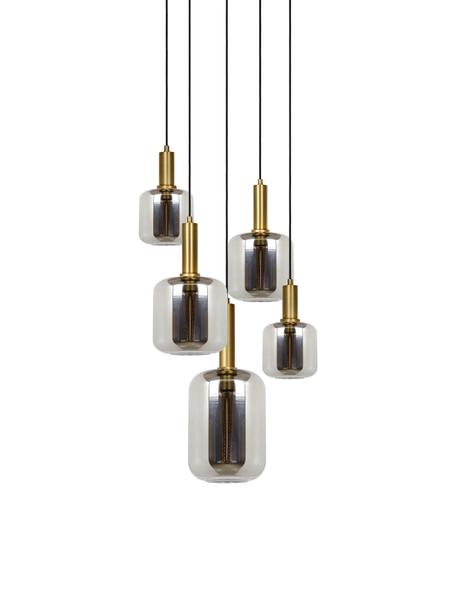Cluster-Pendelleuchte Joanet, Lampenschirm: Glas, Baldachin: Metall, beschichtet, Chromfarben, Goldfarben, Ø 66 x H 150 cm