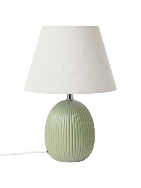 Lámpara de mesa Desto, Pantalla: lino (100% poliéster), Cable: plástico, Verde oliva, Ø 25 x Al 36 cm