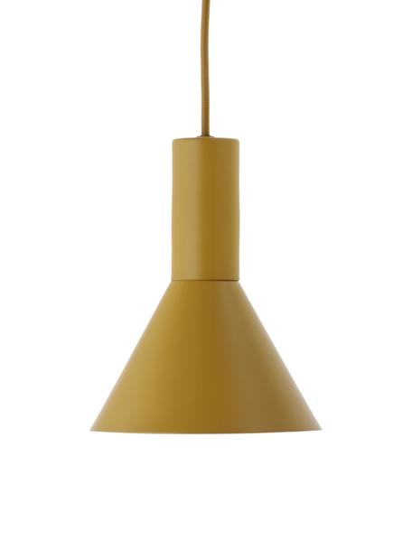 Kleine design hanglamp Lyss, Lampenkap: gecoat metaal, Baldakijn: gecoat metaal, Okergeel, Ø 18 x H 23 cm
