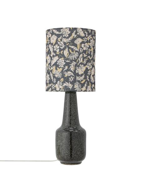Lámpara de mesa grande estampada Olefine, Pantalla: tela, Cable: cubierto en tela, Tonos verdes y negros, Ø 23 x Al 62 cm
