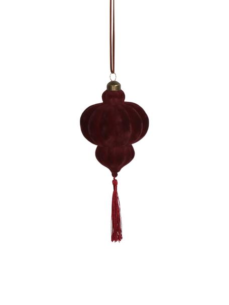 Adorno navideño Burgundo, Terciopelo, Rojo oscuro, Ø 10 x Al 15 cm