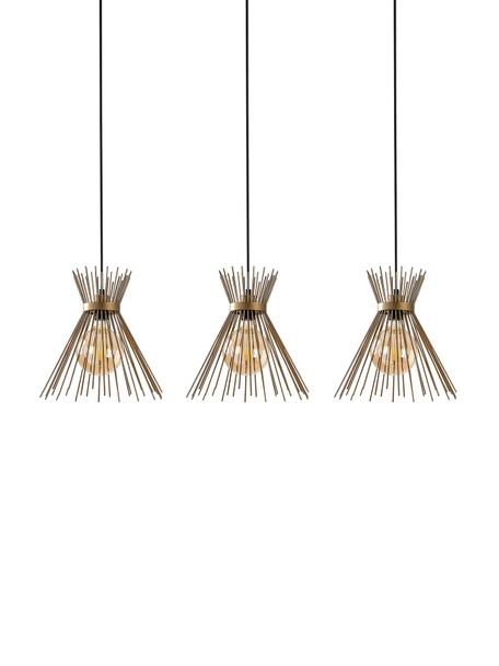 Grote design hanglamp Kirpi in messing, Lampenkap: gecoat metaal, Baldakijn: gecoat metaal, Messingkleurig, zwart, B 104 x D 30 cm