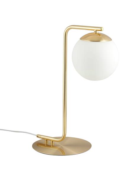 Tischlampe Grant in Messing, Lampenfuß: Messing, Lampenschirm: Opalglas, Messing, Weiß, B 20 x H 41 cm