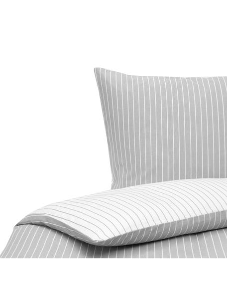 Pruhovaná flanelová obojstranná posteľná bielizeň Talia, Sivá, biela, 135 x 200 cm + 1 vankúš 80 x 80 cm