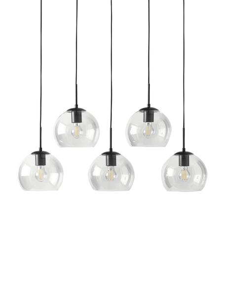 Cluster hanglamp Madina, Baldakijn: gepoedercoat metaal, Zwart, B 90 x D 22 cm