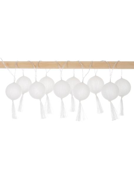 LED-Lichterkette Jolly Tassel, 185 cm, 10 Lampions, Lampions: Baumwolle, Weiß, L 185 cm
