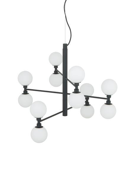 Große Pendelleuchte Grover mit Glaskugeln, Baldachin: Metall, pulverbeschichtet, Schwarz, Ø 70 x H 56 cm