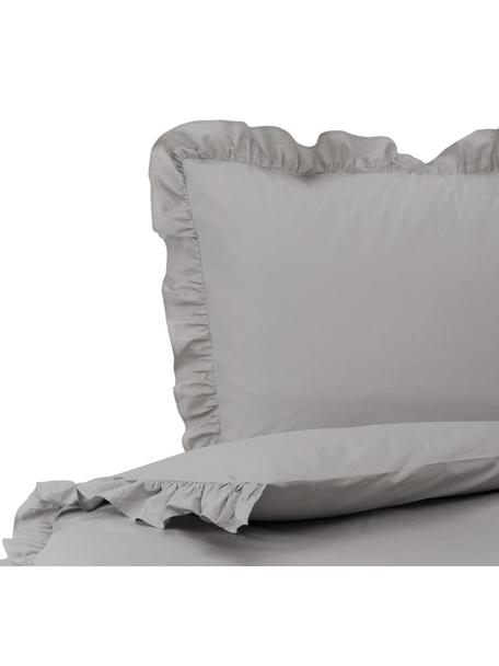 Funda nórdica de algodón con volantes Florence, Gris claro, Cama 150/160 cm (240 x 220 cm)