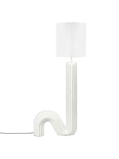 Design Stehlampe Luomo, Lampenschirm: Leinenstoff, Lampenfuß: Harz, lackiert, Weiß, 72 x 153 cm