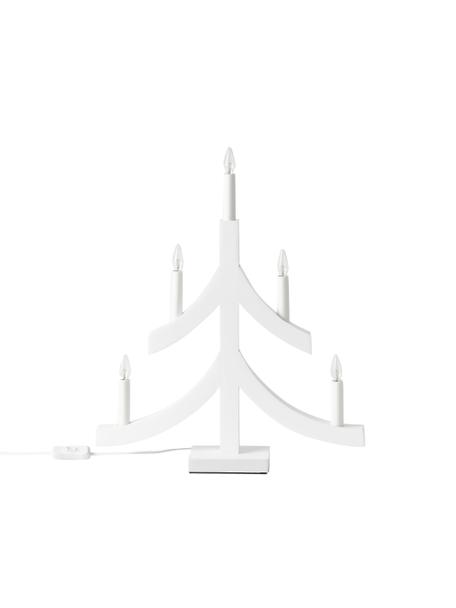 Houten kerstboom Pagode met LED kaarsen in wit, Frame: hout, Wit, B 40 x H 48 cm