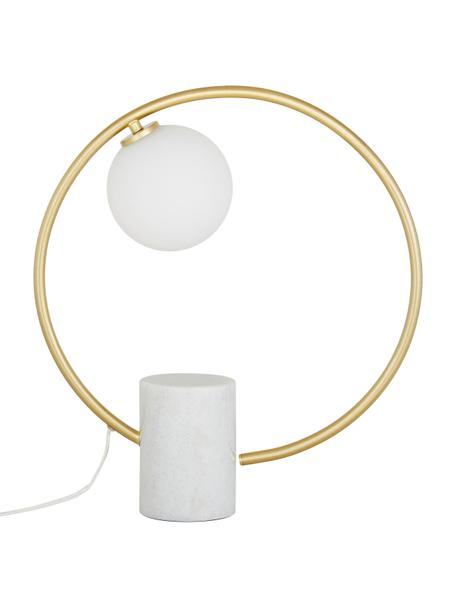 Lampe à poser glamour Soho, Blanc, couleur laitonnée, larg. 40 x haut. 42 cm