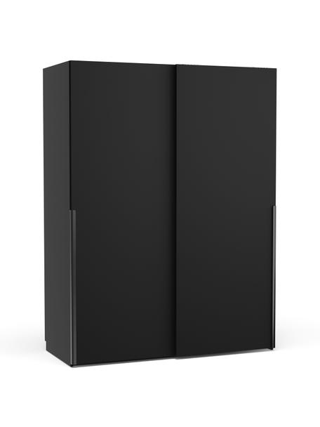 Szafa modułowa z drzwiami przesuwnymi Leon, 150 cm, różne warianty, Korpus: płyta wiórowa z certyfika, Czarny, W 200 cm, Basic
