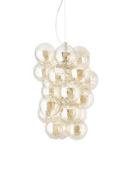 Design hanglamp Bubbles van glas, Baldakijn: gepoedercoat metaal, Champagnekleurig, beige, Ø 41 x H 160 cm