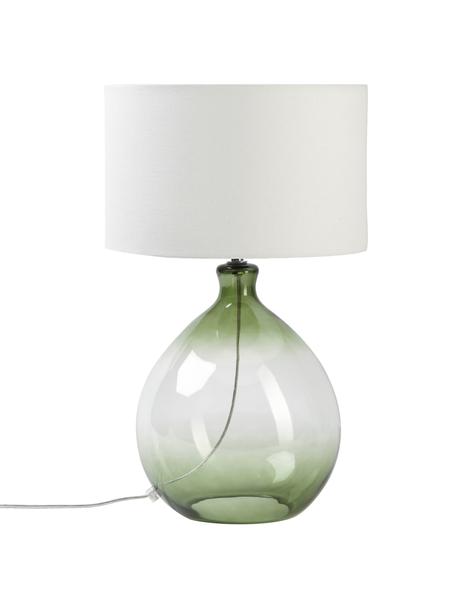 Lampa stołowa ze szklaną podstawą Zoya, Biały, zielony, Ø 30 x W 51 cm