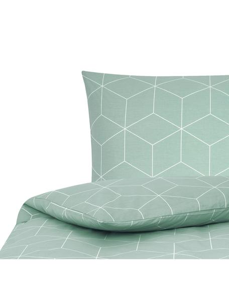 Biancheria da letto in cotone ranforce Lynn, Tessuto: Renforcé, Menta, fantasia, 155 x 200 cm + 1 federa 50 x 80 cm