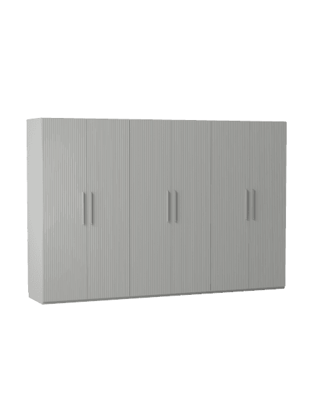 Armadio componibile con ante battenti Simone, larg. 300 cm, in diverse varianti, Legno, grigio, Interno Basic, alt. 200 cm