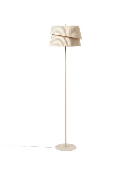 Stehlampe Nyla mit asymmetrischem Lampenschirm, Lampenschirm: Leinenstoff, Beige, Ø 40 x H 160 cm