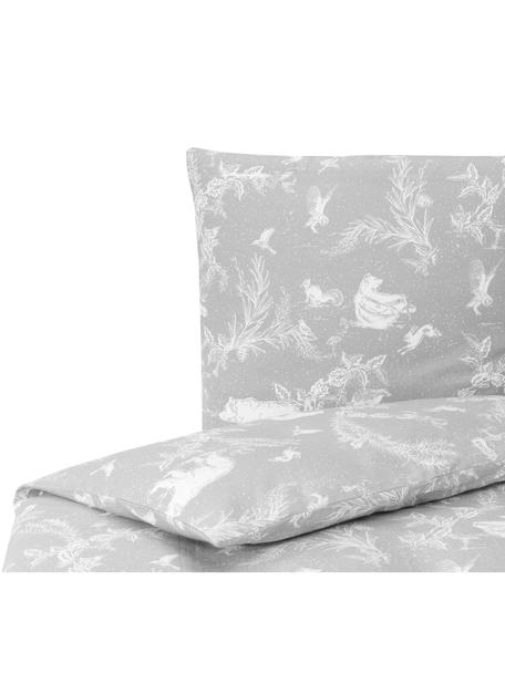 Flanell-Bettwäsche Animal Toile, Webart: Flanell Flanell ist ein k, Grau, 155 x 220 cm + 1 Kissen 80 x 80 cm