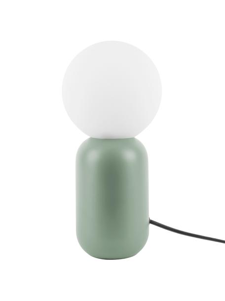 Kleine Nachttischlampe Gala aus Opalglas, Lampenschirm: Opalglas, Lampenfuß: Metall, beschichtet, Grün, Weiß, Ø 15 x H 32 cm