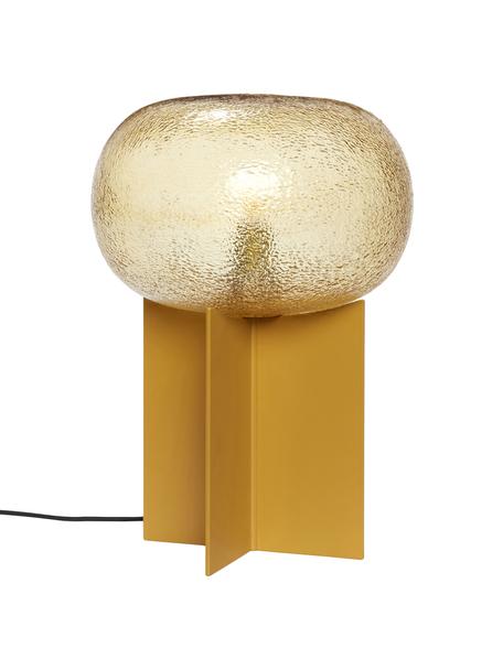 Designová stolní lampa ze skla Podium, Zlatá, okrová žlutá, Ø 25 cm, V 36 cm
