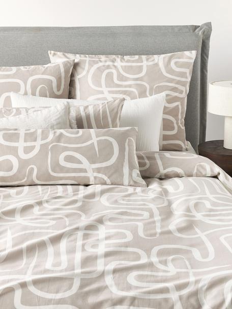 Copripiumino in percalle di cotone Malu, Beige, bianco, Larg. 200 x Lung. 200 cm