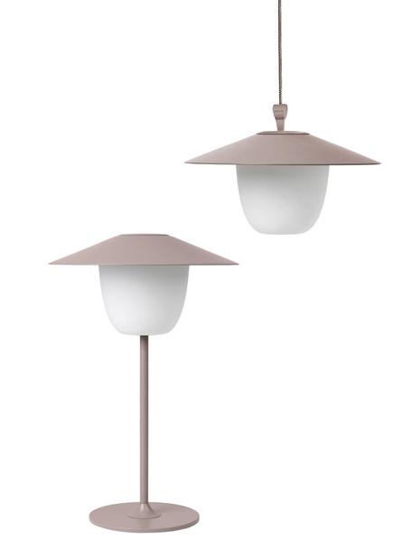 Lampe d'extérieur LED mobile à suspendre ou à poser Ani, Vieux rose, blanc, Ø 22 x haut. 33 cm