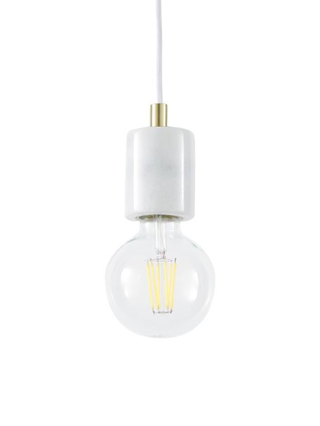 Kleine marmeren hanglamp Siv in wit, Lampenkap: marmer, Baldakijn: gecoat metaal, Wit marmer, Ø 6  x H 10 cm