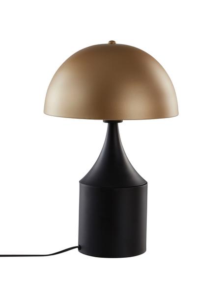 Lámpara de mesa Quay, estilo retro, Pantalla: metal recubierto, Cable: plástico, Dorado, negro, Ø 30 x Al 41 cm