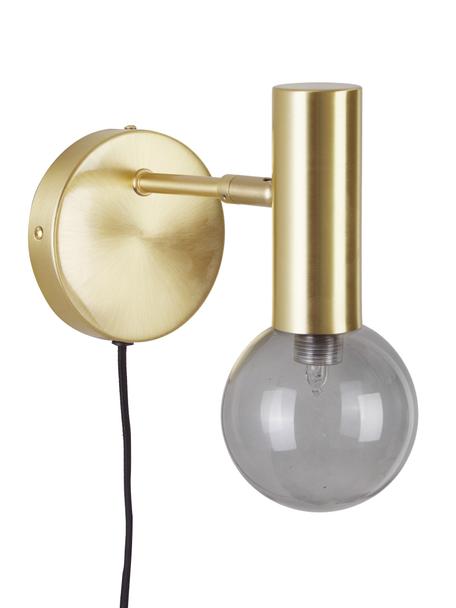 Verstellbare Wandleuchte Wilson mit Glasschirm und Stecker, Lampenschirm: Glas, Goldfraben, Grau, T 22 x H 22 cm