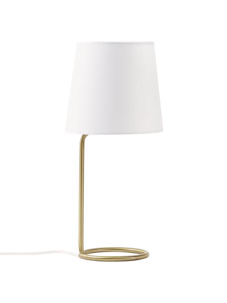 Lámpara de mesa Cade, Pantalla: tela, Cable: tela, Blanco, latón brillante, Ø 19 x Al 42 cm