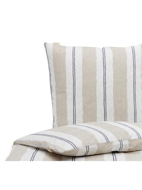 Dekbedovertrek Nautic Stripes, Weeftechniek: renforcé Draaddichtheid 1, Zandkleurig, beige, donkerblauw, 200 x 220 cm + 2 kussenhoezen 60 x 70 cm