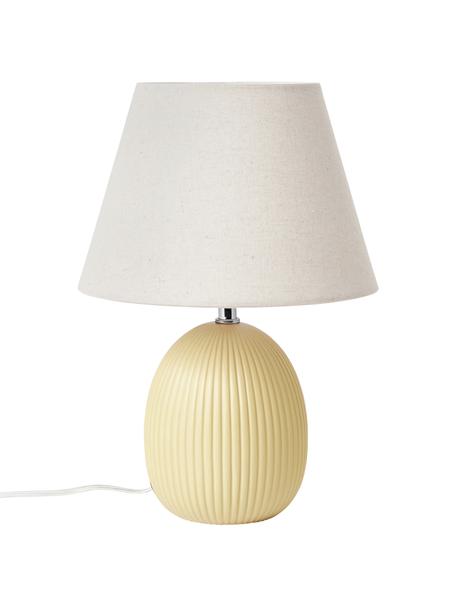 Lámpara de mesa Desto, Pantalla: lino (100% poliéster), Cable: plástico, Amarillo, beige, Ø 25 x Al 36 cm