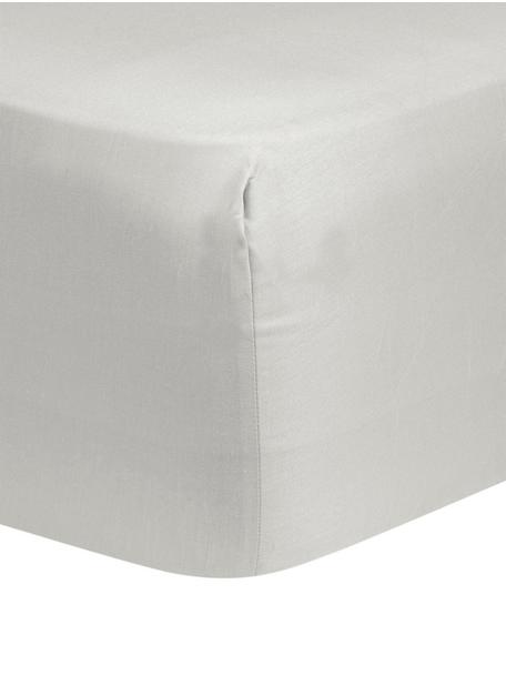 Lenzuolo con angoli in raso di cotone grigio chiaro Comfort, Grigio chiaro, Larg. 180 x Lung. 200 cm